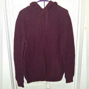 Men's Burgundy Knit Sweater Hoodie
